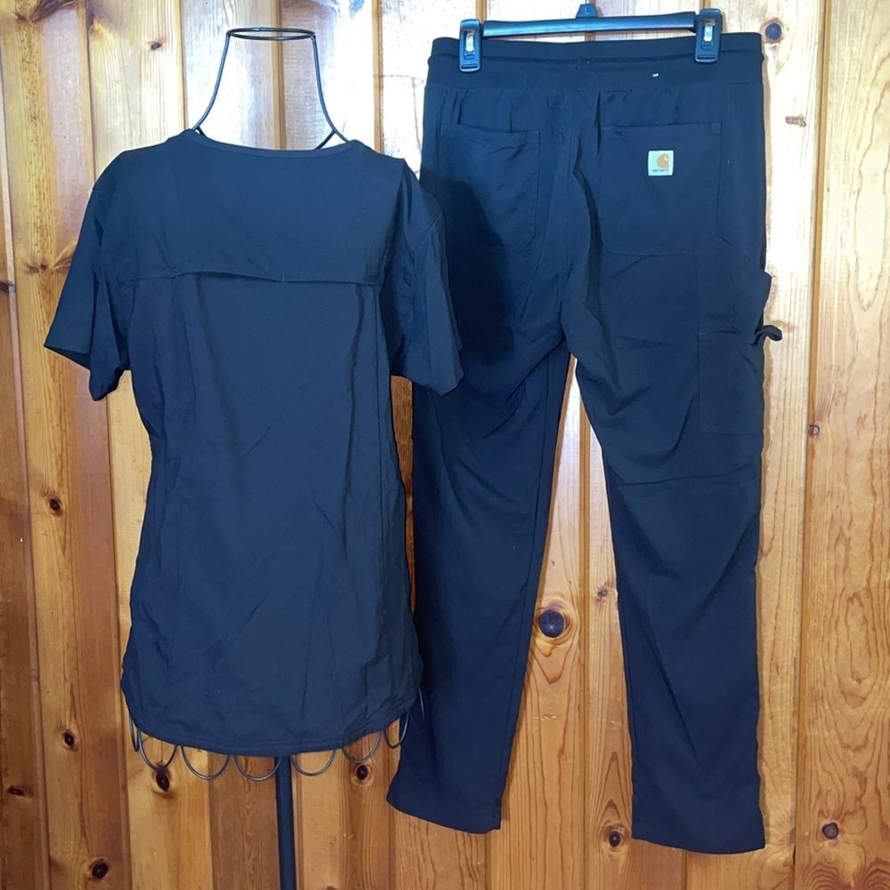 Carhartt Women's Modern Fit Tuck-In Top/Slim Leg Pant size SM/MD black scrub set - Picture 11 of 17